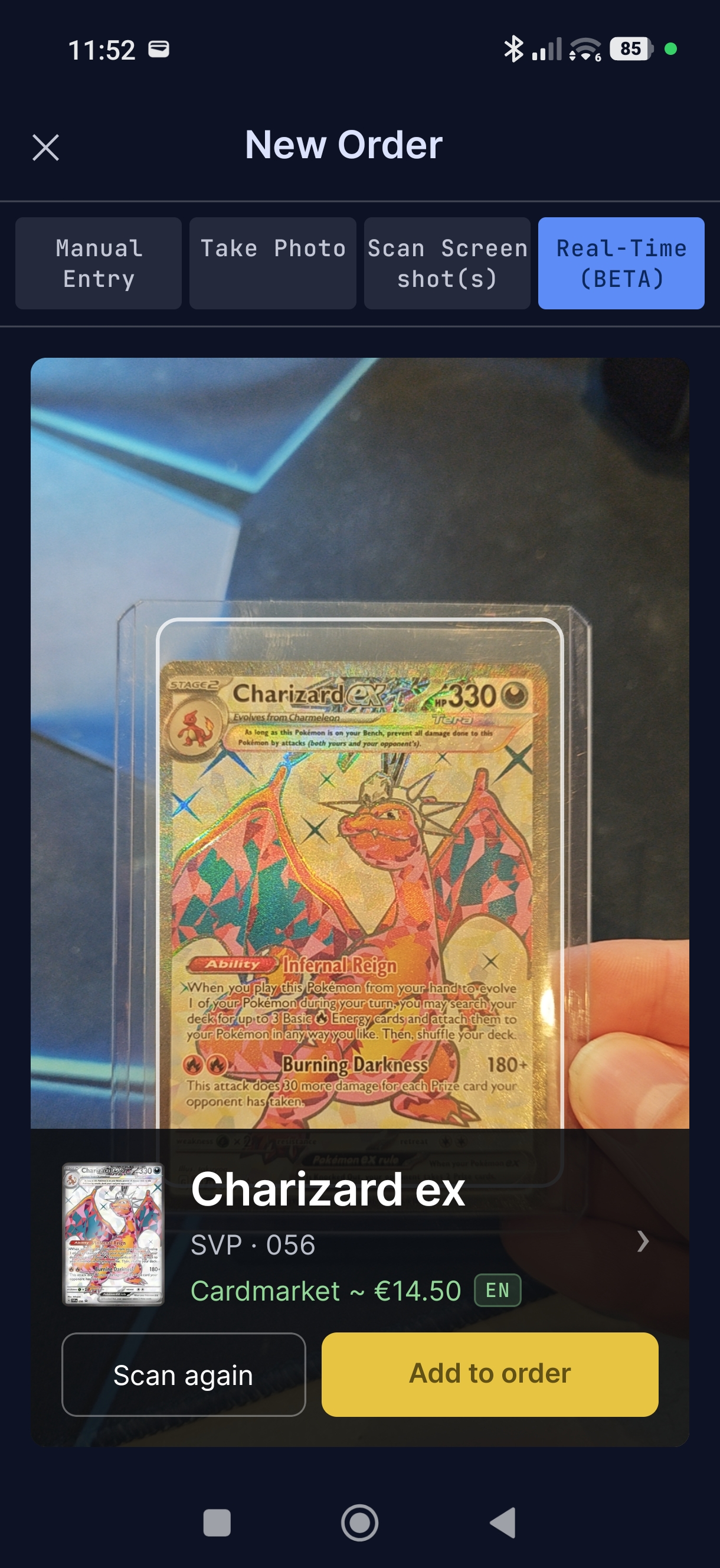 Real-Time Scanner — Charizard ex €14.50